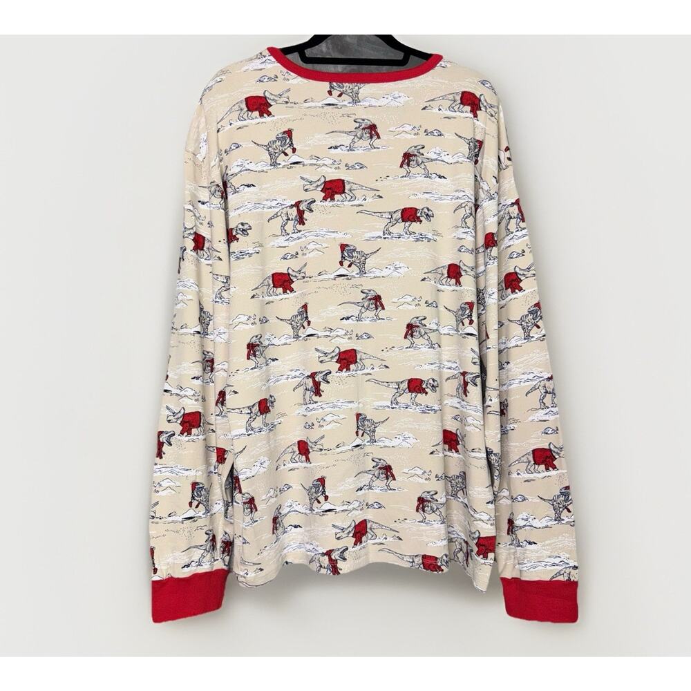 Gymboree Men 2XL Pajama Set Cream Red Sweater Dinosaur Pant Shirt Holiday Winter - Picture 2 of 5